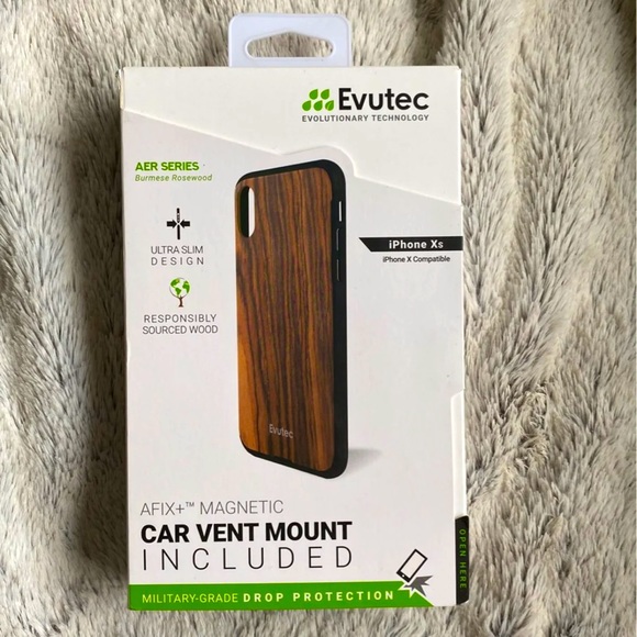 Evutec Cell Phones & Accessories Evutec Aer Series Burmese Rosewood Iphone Xs X Case And Car